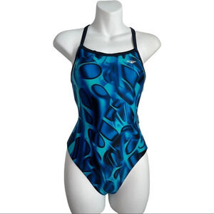 The Finals Competition One Piece Swimsuit Geometric Print XXS/30 Bright Blue